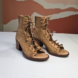 Veracruz Artisans Ankle Shoetie Sz 37 US SZ 7 Womens Brown Zip Gladiator‎ Boho